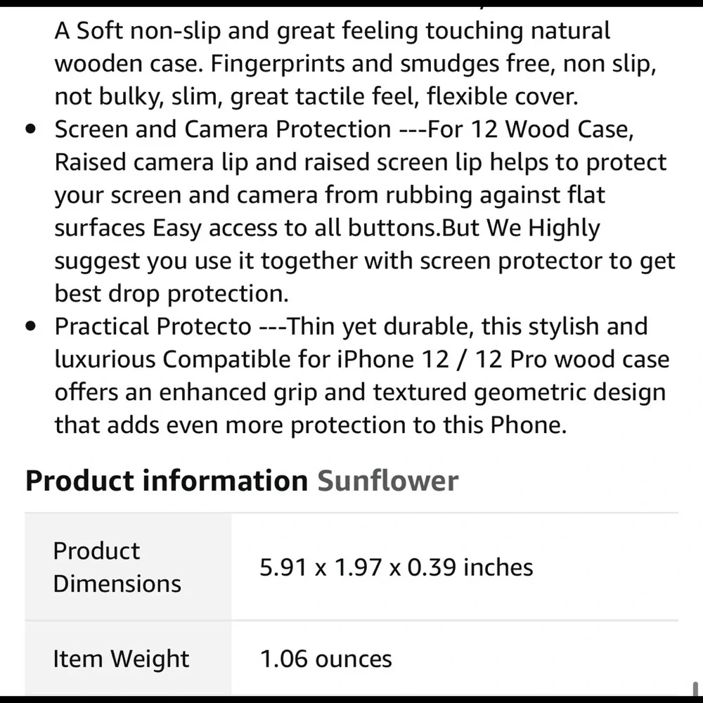 Wood Engraved Case Slim Protective Cover Bumper Case for Apple iPhone 12/12 Pro - Picture 10 of 11